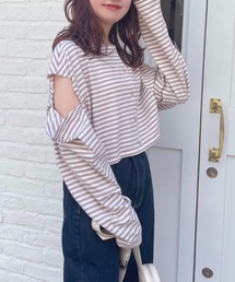 one after another NICE CLAUP | マルチWAYカッティングボーダートップス(Tシャツ/カットソー)