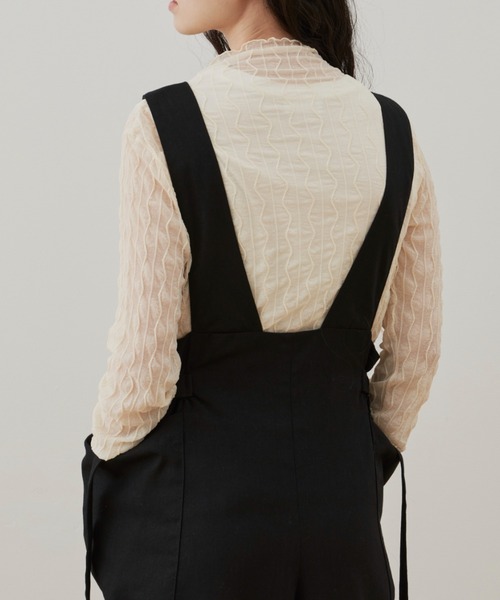 Libra Cue(リブラ キュー)の「“シアーストライプハイネックカットソー” レイヤードスタイルに欠かせないシアー素材のハイネックニットソー(Tシャツ/カットソー・レディース・ブラック/アイボリー・FREE)」の8枚目の写真