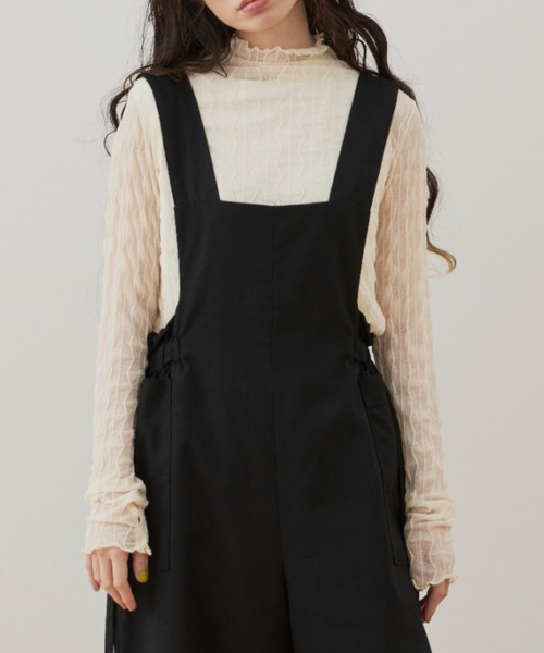 Libra Cue(リブラ キュー)の「“シアーストライプハイネックカットソー” レイヤードスタイルに欠かせないシアー素材のハイネックニットソー(Tシャツ/カットソー・レディース・ブラック/アイボリー・FREE)」の6枚目の写真