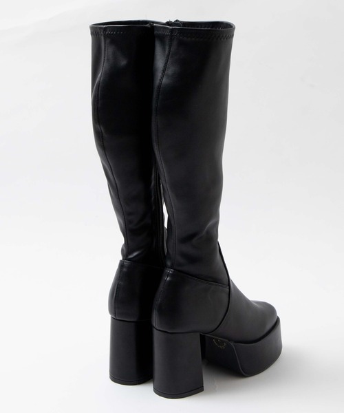 WEGO（ウィゴー）の「WEGO/ストーム付きヒールロングブーツ（ブーツ・レディース・ブラック/オフホワイト/ブラック系その他・MEDIUM/LARGE）」の5枚目の写真