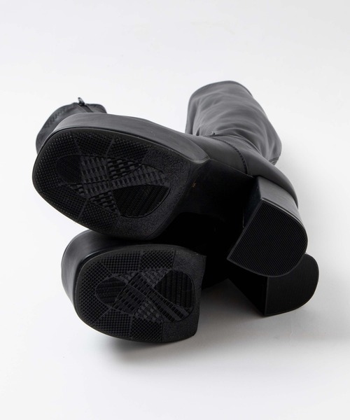 WEGO（ウィゴー）の「WEGO/ストーム付きヒールロングブーツ（ブーツ・レディース・ブラック/オフホワイト/ブラック系その他・MEDIUM/LARGE）」の7枚目の写真