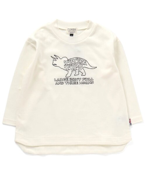 F.O.KIDS(エフオーキッズ)の「DINO Stitch 長袖Tシャツ(Tシャツ/カットソー・キッズ・オフホワイト/ネイビー/イエロー/グレー/ブラック/ブラウン・130/120/80/100/110/95/140/90)」の1枚目の写真