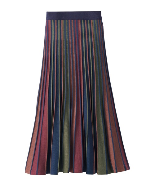 BELLUNA PLUS（ベルーナ）の「プリーツ風フレアーニットスカート（スカート・レディース・グレイッシュベージュ/チャコール/ブルー系/ブラウン系/グリーン系その他/ブラック系その他/ピンク系その他/イエロー系/ベージュ系/モカ/ライトブルー/ブラック/ボルドー・SMALL/LARGE/X-LARGE/MEDIUM）」の13枚目の写真