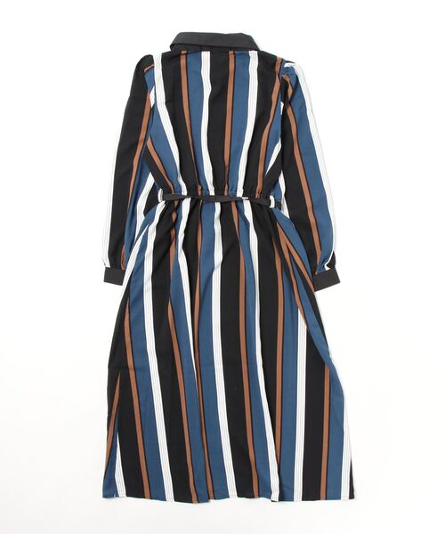 ＪＵＧＬＡＮＳ（ユグランス）の「☆ クラシカルな一枚。マルチストライプ柄ベルト付きワンピース　35936（ワンピース・レディース・ブラック/アイボリー/キャメル・FREE）」の4枚目の写真