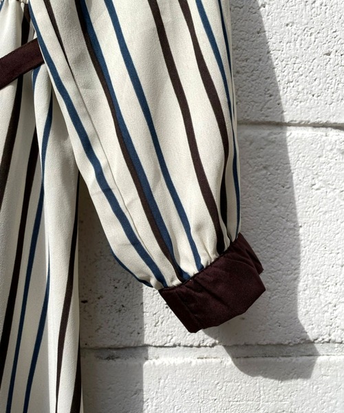 ＪＵＧＬＡＮＳ（ユグランス）の「☆ クラシカルな一枚。マルチストライプ柄ベルト付きワンピース　35936（ワンピース・レディース・ブラック/アイボリー/キャメル・FREE）」の6枚目の写真