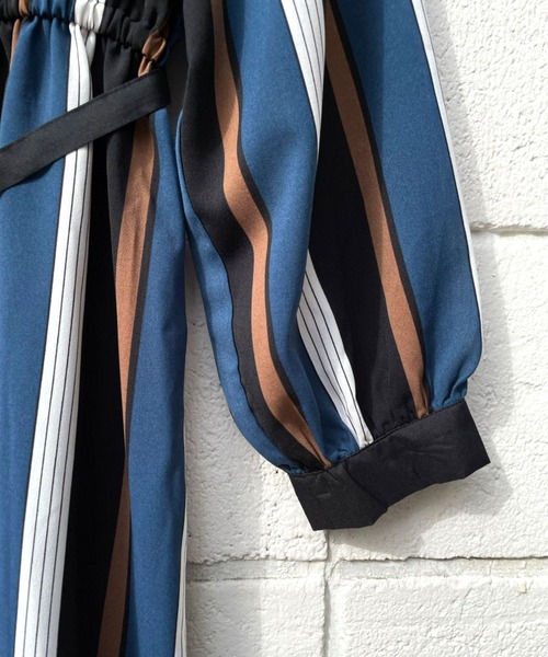 ＪＵＧＬＡＮＳ（ユグランス）の「☆ クラシカルな一枚。マルチストライプ柄ベルト付きワンピース　35936（ワンピース・レディース・ブラック/アイボリー/キャメル・FREE）」の9枚目の写真