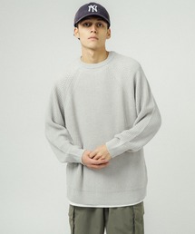 Ressaca | オーバーサイズ 片畔 ラグランクルーネックカラーニットセーター(ニット/セーター)