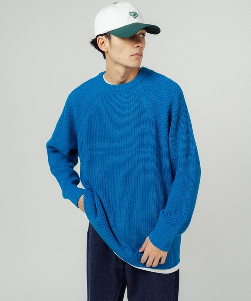 Ressaca（レサーカ）の「オーバーサイズ 片畔 ラグランクルーネックカラーニットセーター（ニット/セーター・メンズ・ブラウン/ブルー/ロイヤルブルー/ライトグリーン/グリーン/イエロー/オレンジ/ブラック/グレー・L/M）」の6枚目の写真