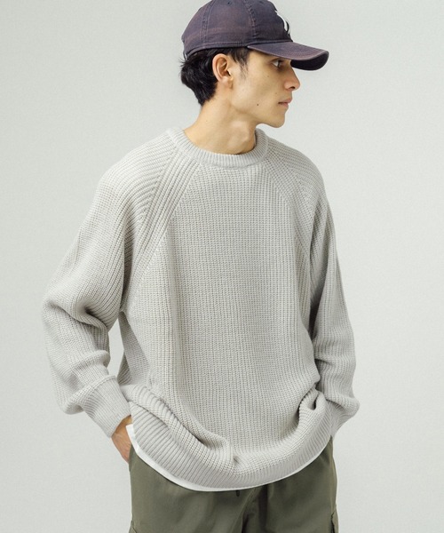 Ressaca（レサーカ）の「オーバーサイズ 片畔 ラグランクルーネックカラーニットセーター（ニット/セーター・メンズ・ブラウン/ブルー/ロイヤルブルー/ライトグリーン/グリーン/イエロー/オレンジ/ブラック/グレー・L/M）」の12枚目の写真