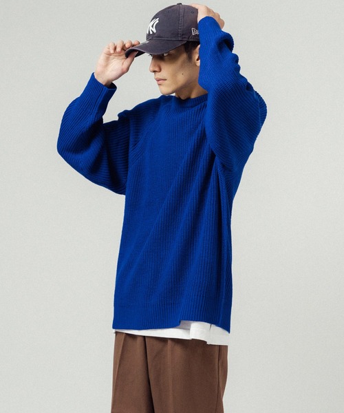 Ressaca（レサーカ）の「オーバーサイズ 片畔 ラグランクルーネックカラーニットセーター（ニット/セーター・メンズ・ブラウン/ブルー/ロイヤルブルー/ライトグリーン/グリーン/イエロー/オレンジ/ブラック/グレー・L/M）」の15枚目の写真