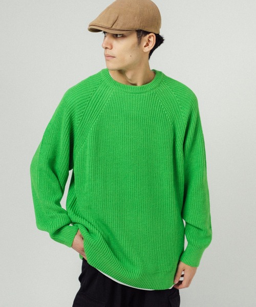 Ressaca（レサーカ）の「オーバーサイズ 片畔 ラグランクルーネックカラーニットセーター（ニット/セーター・メンズ・ブラウン/ブルー/ロイヤルブルー/ライトグリーン/グリーン/イエロー/オレンジ/ブラック/グレー・L/M）」の18枚目の写真