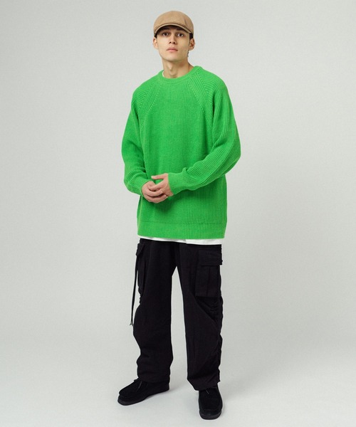 Ressaca（レサーカ）の「オーバーサイズ 片畔 ラグランクルーネックカラーニットセーター（ニット/セーター・メンズ・ブラウン/ブルー/ロイヤルブルー/ライトグリーン/グリーン/イエロー/オレンジ/ブラック/グレー・L/M）」の19枚目の写真