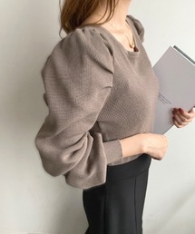 バックリボンパワショルニット