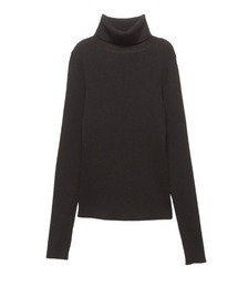 カシミヤ混フィットリブニットトップス