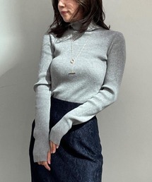 カシミヤ混フィットリブニットトップス