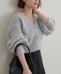 WEB限定/ふわモコ袖ショートカーディガン