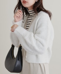 WEB限定/ふわモコ袖ショートカーディガン