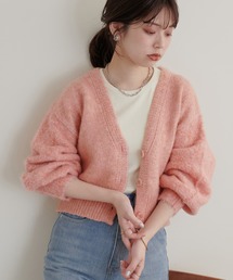 WEB限定/ふわモコ袖ショートカーディガン
