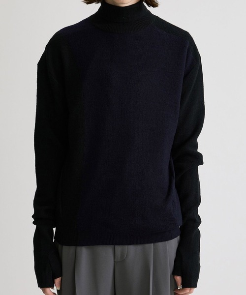 UNITED TOKYO(ユナイテッドトウキョウ)の「アームグローブタートルニット(ニット/セーター・メンズ・ライトグレー/ネイビー/ミント・2/3/1)」の3枚目の写真