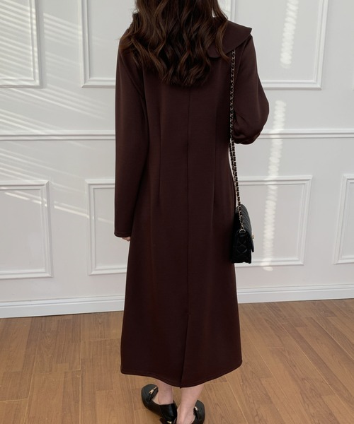 ECLIN（エクラン）の「バックスリットAラインワンピース（ワンピース・レディース・グリーン/ブラウン・S/M/L）」の9枚目の写真