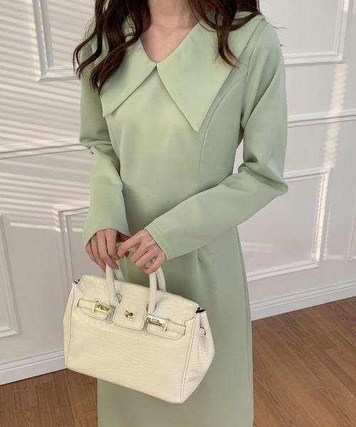 ECLIN（エクラン）の「バックスリットAラインワンピース（ワンピース・レディース・グリーン/ブラウン・S/M/L）」の14枚目の写真