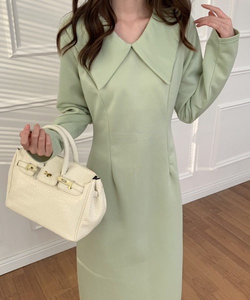 ECLIN（エクラン）の「バックスリットAラインワンピース（ワンピース・レディース・グリーン/ブラウン・S/M/L）」の15枚目の写真