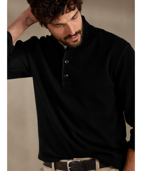 Banana Republic（バナナリパブリック）の「サーマル ショールカラー Tシャツ（Tシャツ/カットソー・メンズ・カーキ/ブラック・L/S/M/XL）」の2枚目の写真