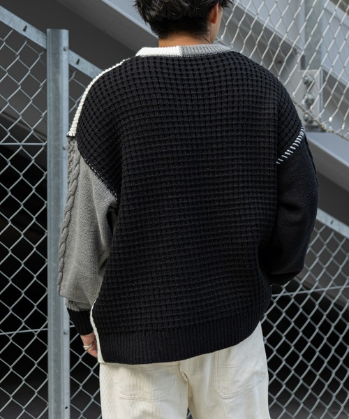 CIAOPANIC TYPY（チャオパニックティピー）の「パッチワークステッチリメイクニットプルオーバー（ニット/セーター・メンズ・ブルー/ブラック/ブラウン・ONE SIZE）」の14枚目の写真