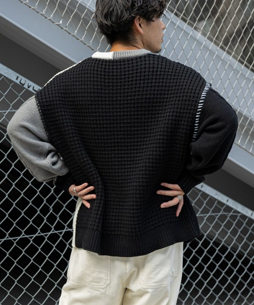 CIAOPANIC TYPY（チャオパニックティピー）の「パッチワークステッチリメイクニットプルオーバー（ニット/セーター・メンズ・ブルー/ブラック/ブラウン・ONE SIZE）」の17枚目の写真