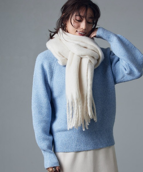 Pierrot（ピエロ）の「ふんわりフェイクウールマフラー（マフラー・レディース・ライトベージュ/モカ/ブラック/アイボリー/ライトグレー・FREE）」の17枚目の写真