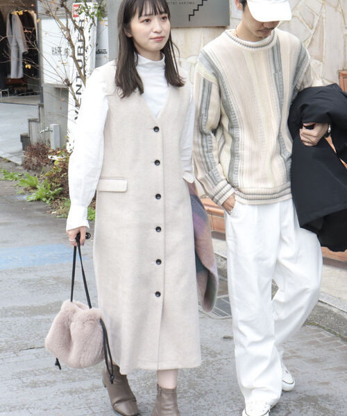 fredy emue（フレディエミュ）の「ニットメルトンジレジャンスカ（ジャンパースカート・レディース・ブルー/アイボリー/チャコールグレー・36/38）」の8枚目の写真