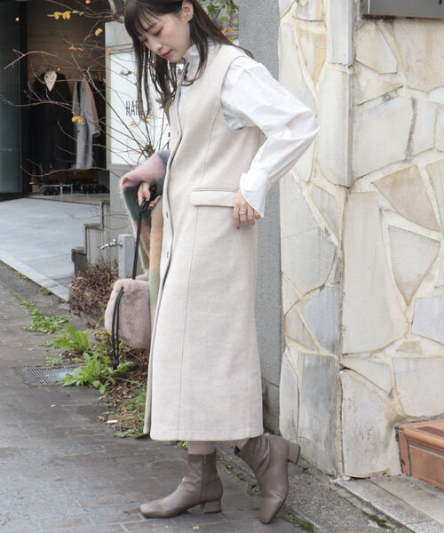 fredy emue（フレディエミュ）の「ニットメルトンジレジャンスカ（ジャンパースカート・レディース・ブルー/アイボリー/チャコールグレー・36/38）」の11枚目の写真