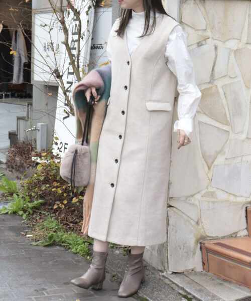 fredy emue（フレディエミュ）の「ニットメルトンジレジャンスカ（ジャンパースカート・レディース・ブルー/アイボリー/チャコールグレー・36/38）」の14枚目の写真