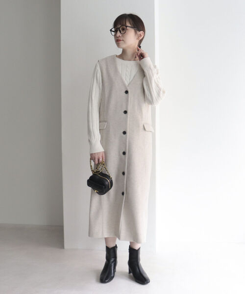 fredy emue（フレディエミュ）の「ニットメルトンジレジャンスカ（ジャンパースカート・レディース・ブルー/アイボリー/チャコールグレー・36/38）」の15枚目の写真