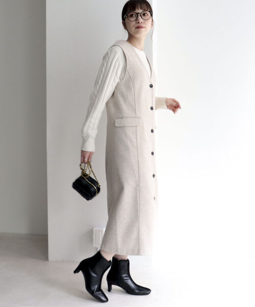 fredy emue（フレディエミュ）の「ニットメルトンジレジャンスカ（ジャンパースカート・レディース・ブルー/アイボリー/チャコールグレー・36/38）」の18枚目の写真