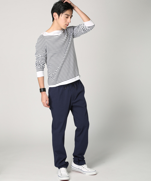 EDIFICE（エディフィス）の「◇C/PEサッカーギンガムシャーリングイージーパンツ（その他パンツ・メンズ・ブルー系その他・48/42/44/46）」の13枚目の写真