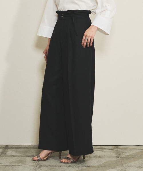 audrey and john wad（オードリーアンドジョンワッド）の「ハイウエストワイドタックパンツ（その他パンツ・レディース・ブラック/アイボリー/ブラウン・S/M）」の2枚目の写真