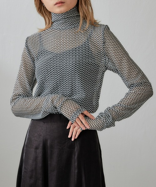 Lui's(ルイス)の「【23SS】バイカラーメッシュハイネックトップス(Tシャツ/カットソー・レディース・ホワイト/ブラウン・FREE)」の11枚目の写真