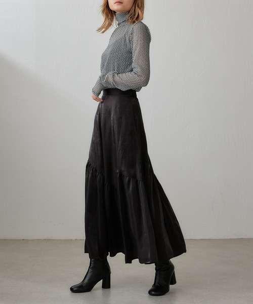 Lui's(ルイス)の「【23SS】バイカラーメッシュハイネックトップス(Tシャツ/カットソー・レディース・ホワイト/ブラウン・FREE)」の16枚目の写真