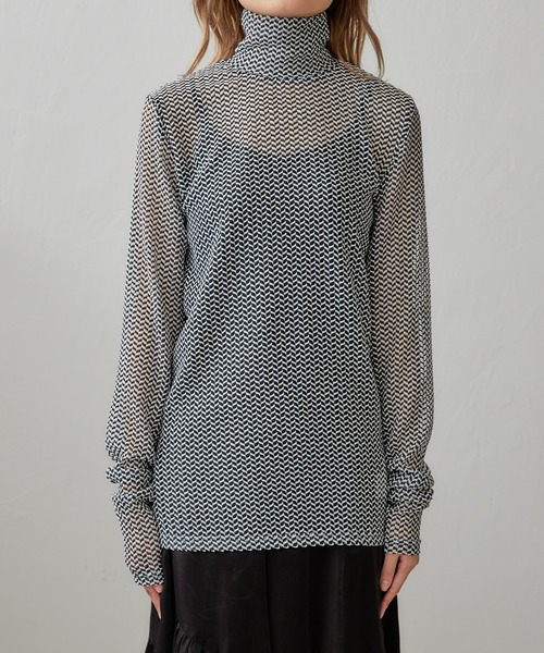 Lui's(ルイス)の「【23SS】バイカラーメッシュハイネックトップス(Tシャツ/カットソー・レディース・ホワイト/ブラウン・FREE)」の17枚目の写真