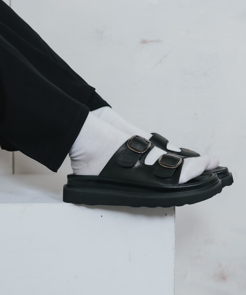 MOHI（モヒ）の「MOHI/モヒ サンダル  厚底 ダブルベルトサンダル（サンダル・レディース・ブラック・36/37/38）」の15枚目の写真