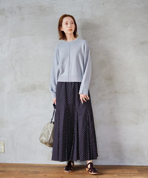 アリスバーリーL リバティ花柄シフォンフレアスカートLL15号水色