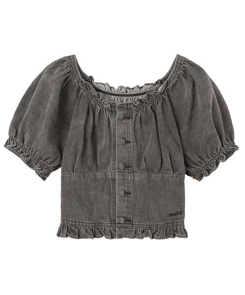 X-girl(エックスガール)の「FITTED TOP(シャツ/ブラウス・レディース・ブラック/インディゴブルー・S/M)」の2枚目の写真