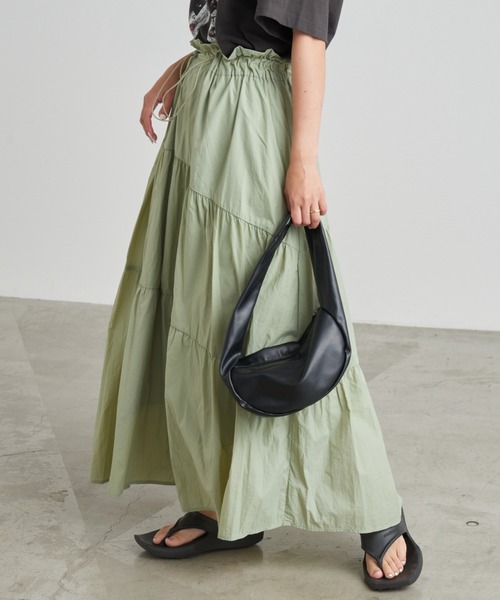CIAOPANIC TYPY（チャオパニックティピー）の「ドロストナイロンティアードボリュームスカート（スカート・レディース・ベージュ/オフホワイト/オリーブ/ブラック・FREE）」の4枚目の写真