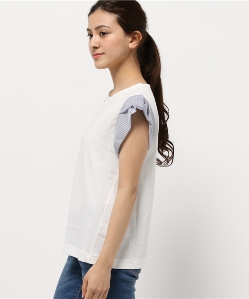 CIAOPANIC TYPY（チャオパニックティピー）の「ストライプデザインスリープT（Tシャツ/カットソー・レディース・オフホワイト/ネイビー/ブラック・FREE）」の5枚目の写真