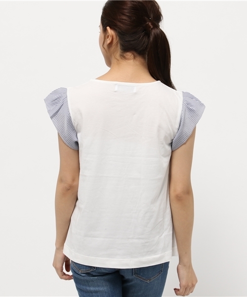 CIAOPANIC TYPY（チャオパニックティピー）の「ストライプデザインスリープT（Tシャツ/カットソー・レディース・オフホワイト/ネイビー/ブラック・FREE）」の6枚目の写真