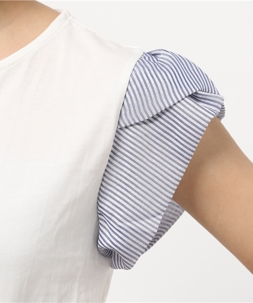 CIAOPANIC TYPY（チャオパニックティピー）の「ストライプデザインスリープT（Tシャツ/カットソー・レディース・オフホワイト/ネイビー/ブラック・FREE）」の10枚目の写真