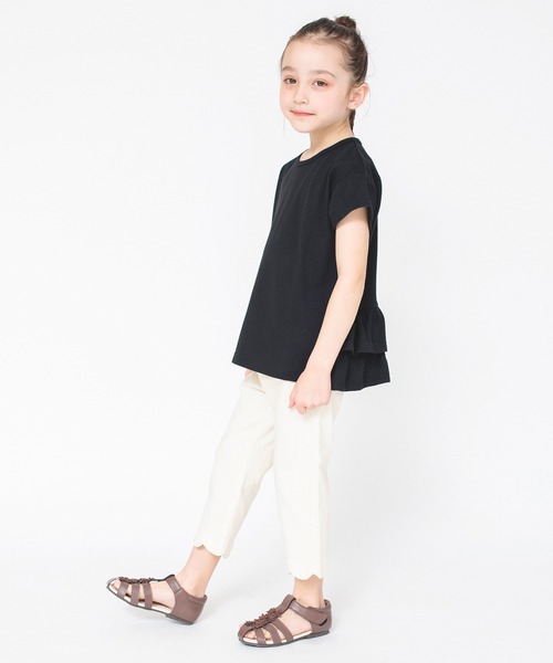 BRANSHES（ブランシェス）の「【WEB限定】無地/ドット柄バックフリル半袖Tシャツ（Tシャツ/カットソー・キッズ・ピンク/ベージュ/ライトグリーン/ブラック・100/120/150/130/110/140）」の7枚目の写真