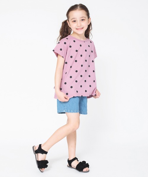 BRANSHES（ブランシェス）の「【WEB限定】無地/ドット柄バックフリル半袖Tシャツ（Tシャツ/カットソー・キッズ・ピンク/ベージュ/ライトグリーン/ブラック・100/120/150/130/110/140）」の6枚目の写真