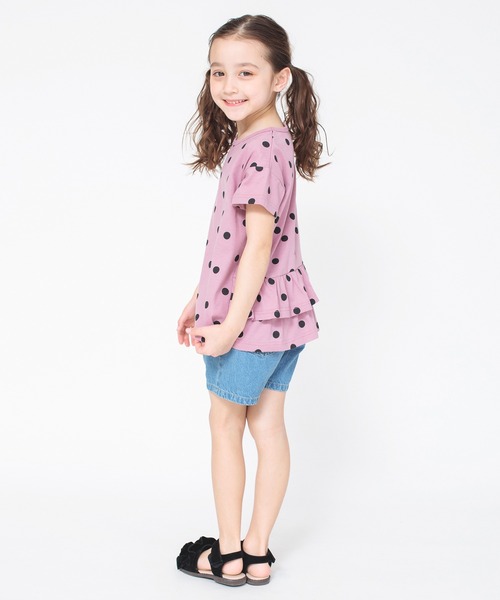 BRANSHES（ブランシェス）の「【WEB限定】無地/ドット柄バックフリル半袖Tシャツ（Tシャツ/カットソー・キッズ・ピンク/ベージュ/ライトグリーン/ブラック・100/120/150/130/110/140）」の8枚目の写真